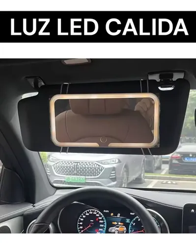 Espejo para Maquillaje con Luz LED para Auto, Recargable USB