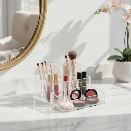 Organizador Maquillaje Acrílico Cosméticos Porta Brochas