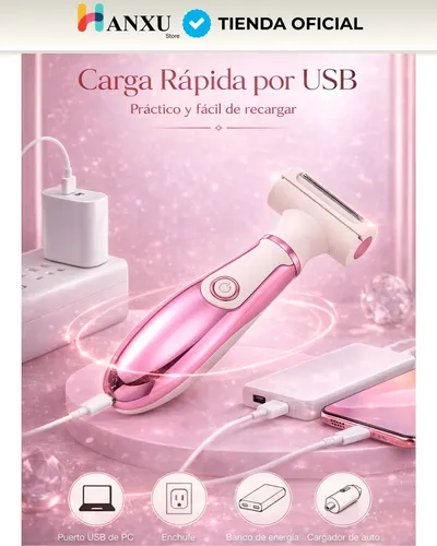 Depiladora 4 En 1 Usb Mujer Afeita Cuerpo, Rostro, Axilas