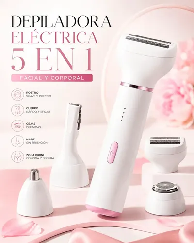 Depiladora Afeitadora Mujer 5 En 1 Facial Y Corporal