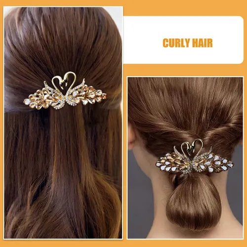 3 Broches De Pelo De Cisne De Cristal Con Diamantes De Imita