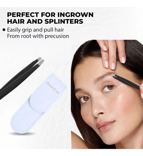 Pinza Para Cejas Beautélux Premium Con Punta Inclinada De Ac