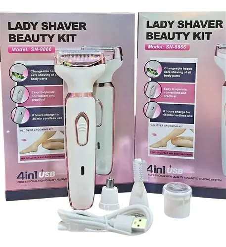 Depiladora Rasuradora 4 En 1 Lady Shaver Facial Corporal Usb Color Blanco