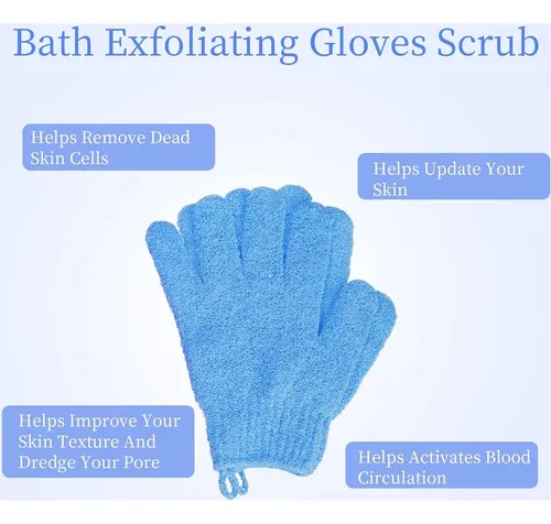 Guantes Exfoliantes De Baño Multicolor 4 Pares Con Nylon