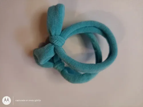 Par De Gomitas Moño De Moda Accesorio Para El Pelo Color Celeste Mono