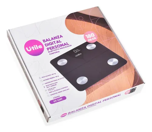 Balanza Personal Baño Bluetooth 180 Kg Masa Muscular Utile Negro