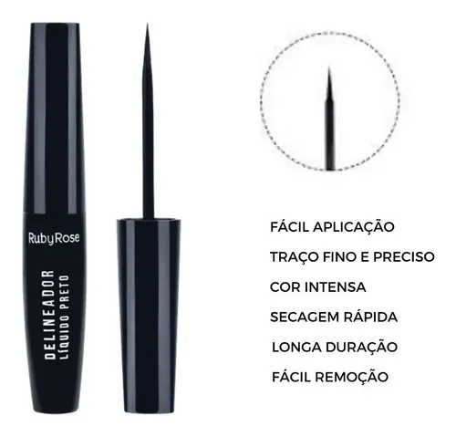 Delineador líquido negro Ruby Rose Hb 8406