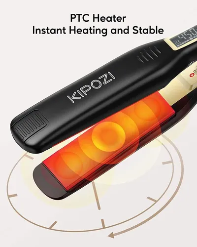 Plancha De Pelo Profesional De Titanio Kipozi Con Pant. Lcd