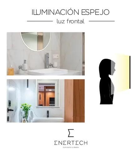 Espejo Con Luz Frontal Neon Led Con Sensor 80cm