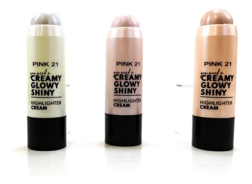 Iluminador Cremoso Barra Highlighter Pink 21 X 3 Unidades Tono Del Maquillaje 01-02-03