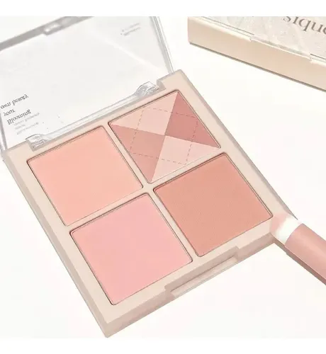 Paleta De Rubor 4 Tonos Naturales Y Saludables Para Rostro