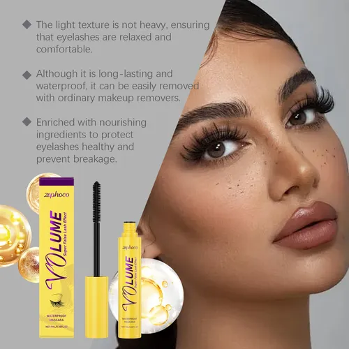 Máscara Zephoco Black, Rizada Y Larga De Forma Natural, A Pr
