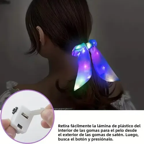 4 Gomas Led Luminosas Multicolor 3 Modos Fiesta Niñas