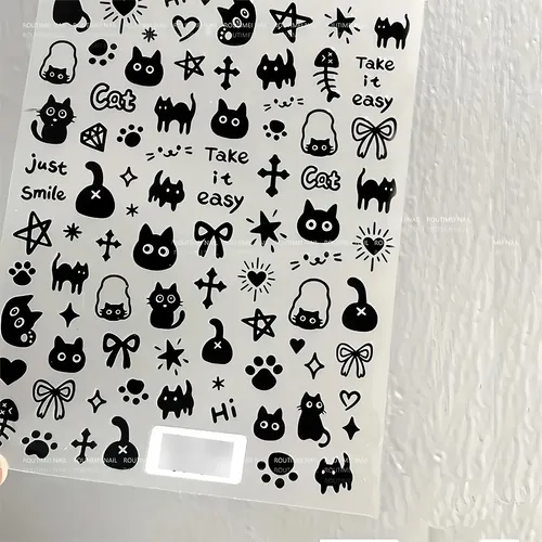 8pcs Pegatinas De Uñas De Gato De Dibujos Animados Para Muje