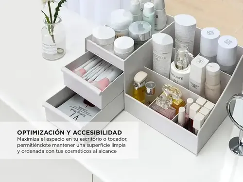 Organizador de Maquillaje y Cosméticos con 2 Cajones para Escritorio