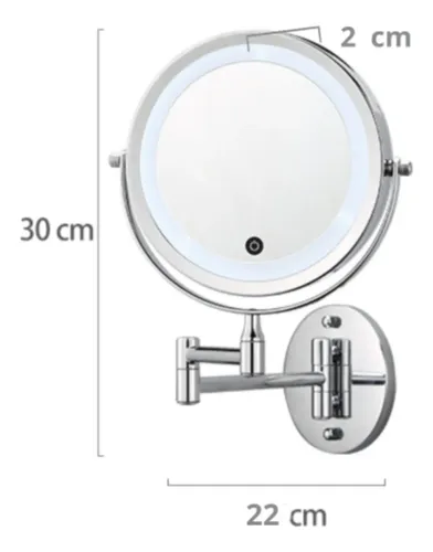 Espejo Pared Iluminación Led Aumento 10x Y 1x Reversible 360