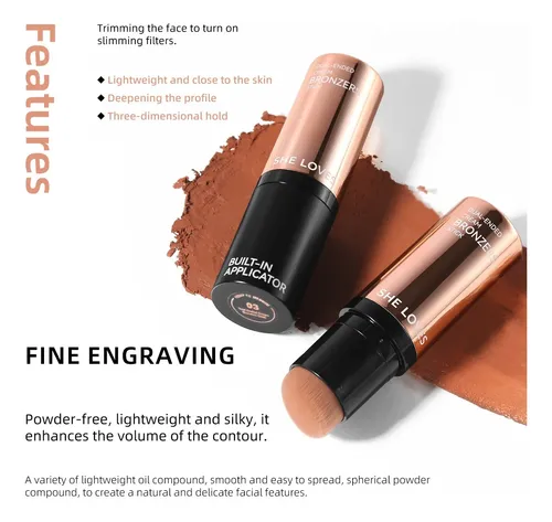 Bronzer En Barra Doble Extremo, Maquillaje Contorno Facial