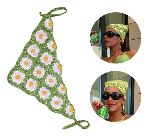 Bandana Tini Flores Crochet Artesanal