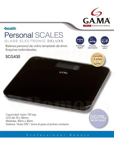 Balanza Digital Vidrio Negro Gama Scg430 Deluxe