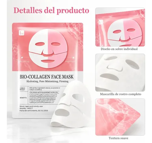 Mascarilla Facial Colageno Hidratante Reafirmante Piel Mixta