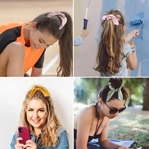 Lazos Elásticos Cabello Satén 12 Colores Oreja Conejo