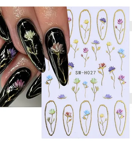 12 Pegatinas 3d Para Decoración De Uñas Con Flores De Lujo