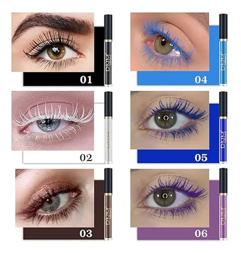 6 Pcs Máscara De Pestañas Resistente Al Agua De 6 Colores