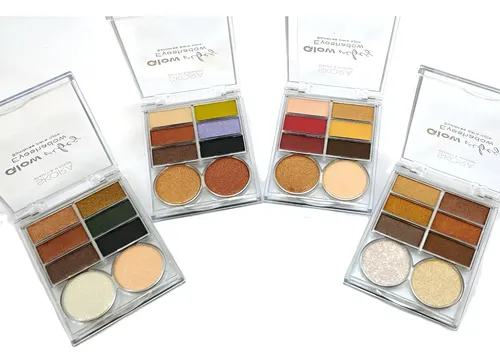 Set 4 Paletas Sombras Para Ojos Brillantes Glow Vibes Skora