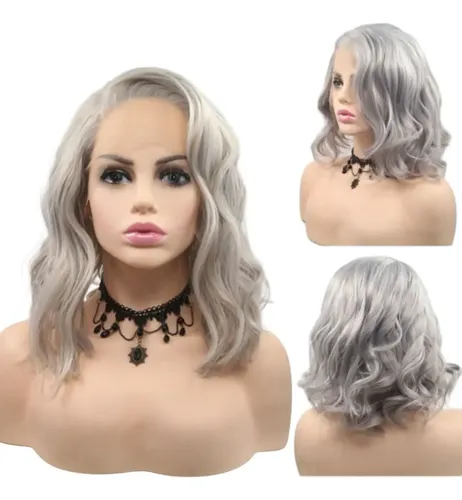 Peluca Gris Ondulado Lace Front 13×6 De Uso Diario Humaniza Gris Ondulado Lace Universal