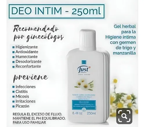 Deo Intim Shampoo Gel Just Para La Higiene Intima 250 Ml