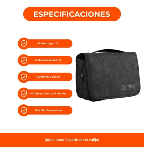 Portacosmeticos Neceser Organizador Viaje Maquillaje Estuche Color Negro