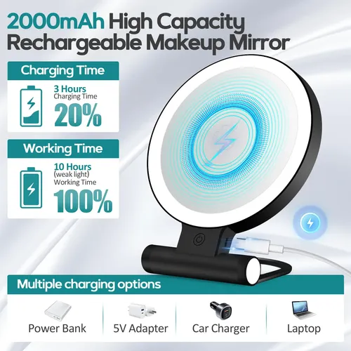 Espejo De Aumento B Beauty Planet 30x Con Luz Y Batería 2000