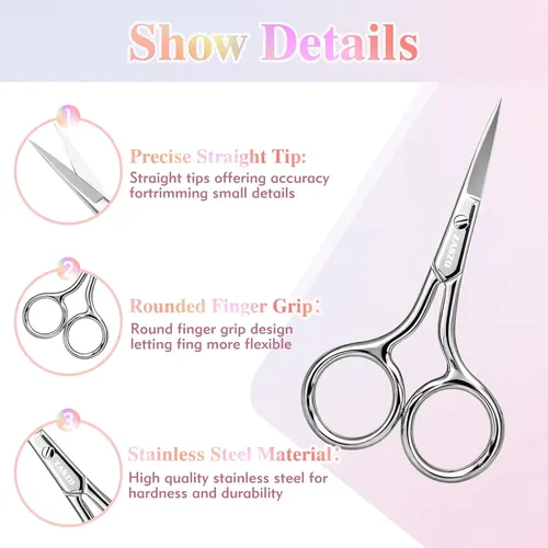 Tijeras Plateadas Para Cejas De 3,8 Pulgadas, Tijeras Pequeñ