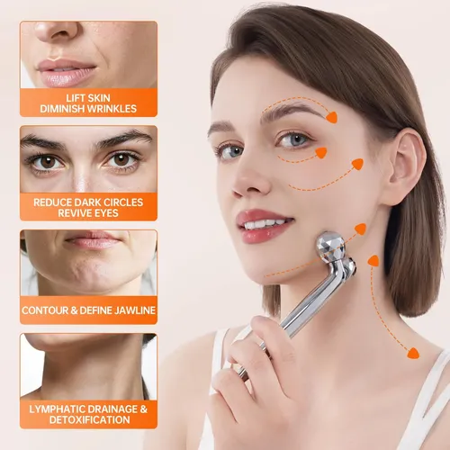 Set Masajeador Facial Infiniterelax Rodillo Y Gua Sha Plata