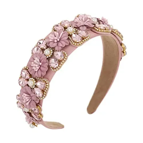 Cintas Para El Pelo Urieo Con Diamantes De Imitación Rosados