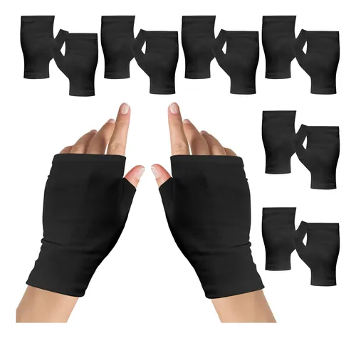 Guantes Algodón Negros Sin Dedos Hidratantes Para Piel Sec