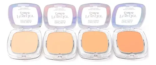Polvo Compacto Skora Esponja Y Espejo Powder Cake 4 Tonos