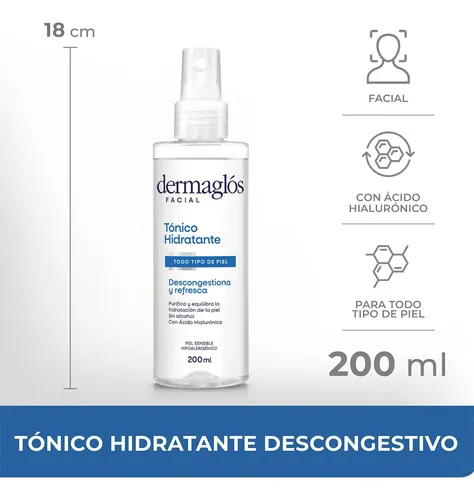 Dermaglós Facial Tónico Hidratante Descongestivo Purificante