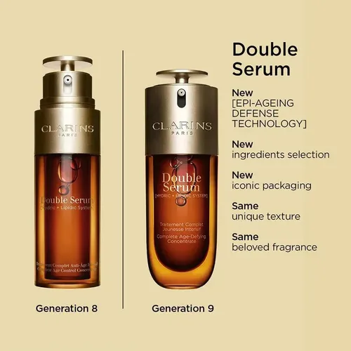 Sérum Double Serum Complete Age-Defying Concentrate Clarins día/noche para todo tipo de piel de 50mL 30+ años