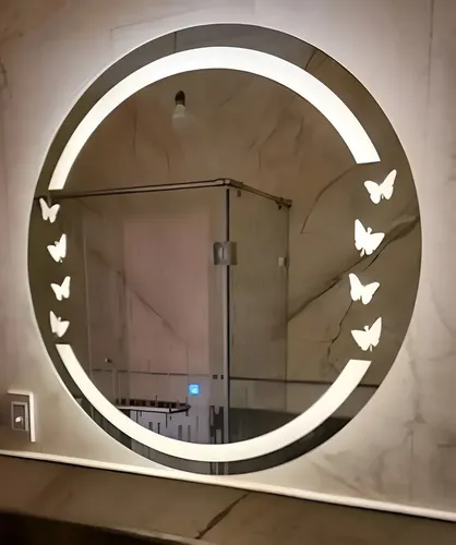 Espejo Circular Led 60cm Espejo Cálido Romántico Marco Diseño 13