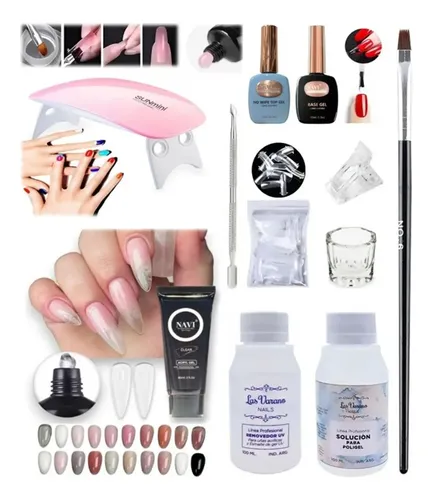 Kit Polygel 30ml Cabina Pincel Remov. Molde Top Base Coat