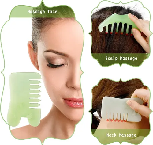 Juego De Peines Jade Gua Sha De 2 Piezas