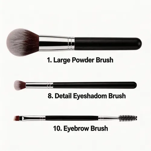Juego De 10 Brochas De Maquillaje Y 2 Esponjas De Maquillaje
