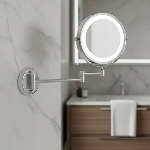 A Espejo Con Luz Led Y Pared Brazo Extensible Maquillaje