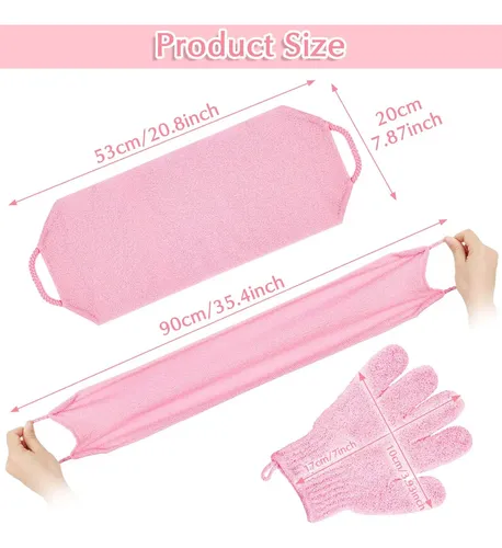 Guantes Exfoliantes Para Ducha Y Baño Rosa