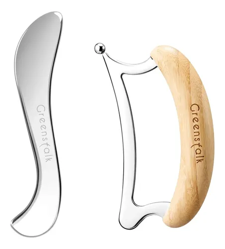 Set 2 En 1 Gua Sha Acero Inoxidable Masaje Muscular