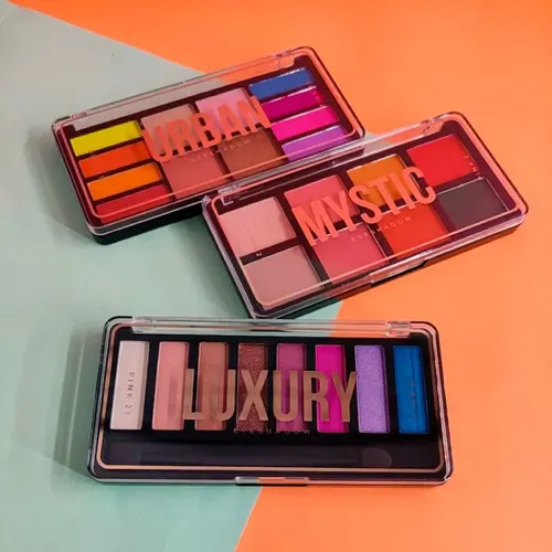 Paleta Sombras De Ojos Eyeshadow Palette Glitter Pink 21 Color Variado