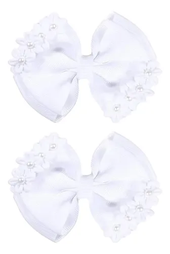 Lazos Para El Pelo Con Forma De Flor Blanca, Broches Para El