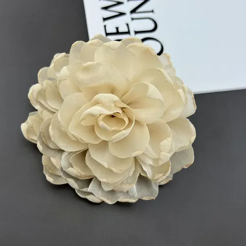 2 Broche De Flores Con Pinza Para El Pelo Para Mujer, Beige