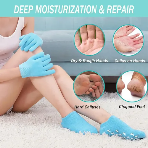 Set Spa Humectante Guantes Calcetines Azul Kukugo